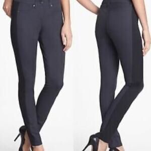 Eileen Fisher Charcoal Grey Tuxedo Stripe Black Jeggings